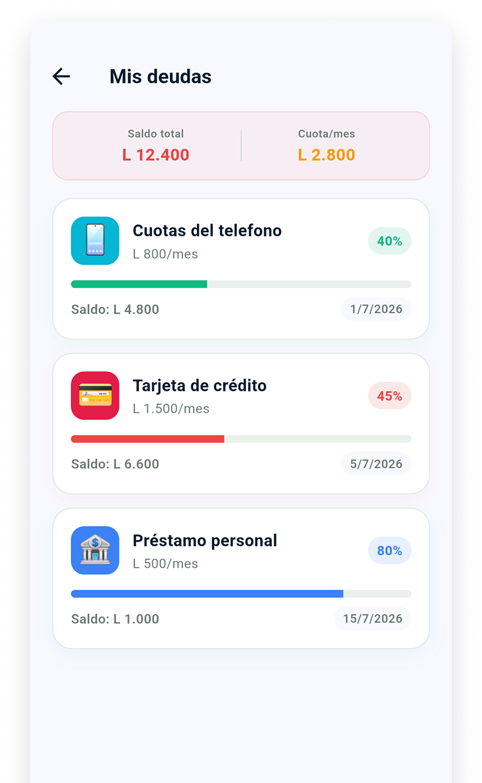 Debts and bills under control